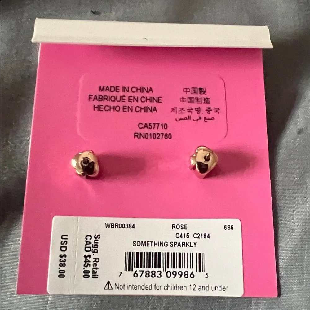 NWT Kate Spade sparkling rosegold studs P
